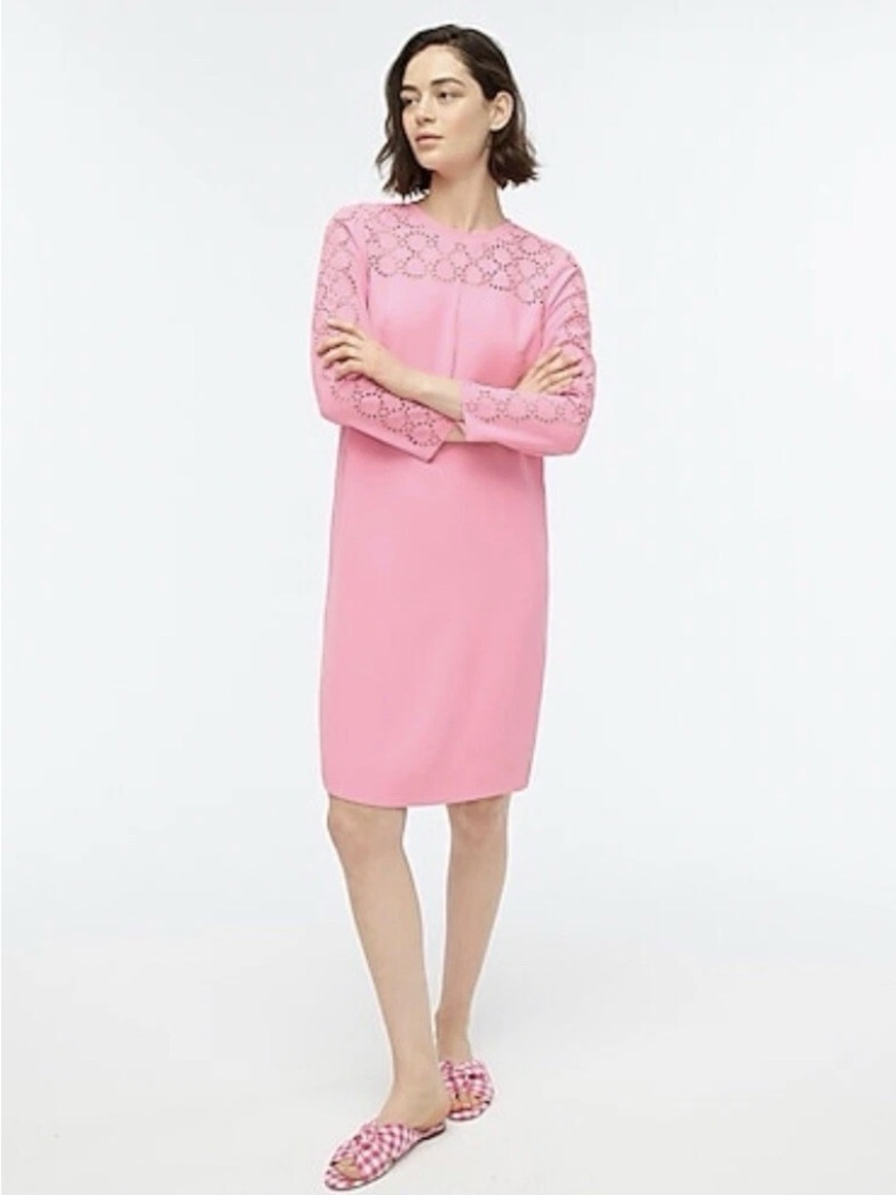 EUC - Crew Laser-cut Eyelet Shift Dress In 365 Crepe Size 12